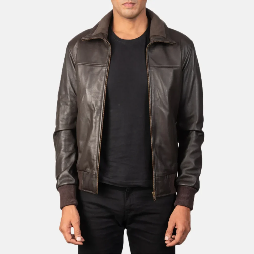 Primo Brown Leather Bomber Jacket