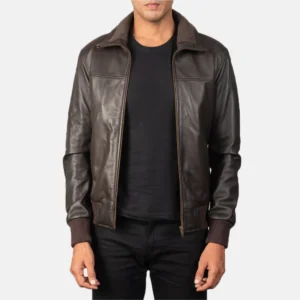 Primo Brown Leather Bomber Jacket