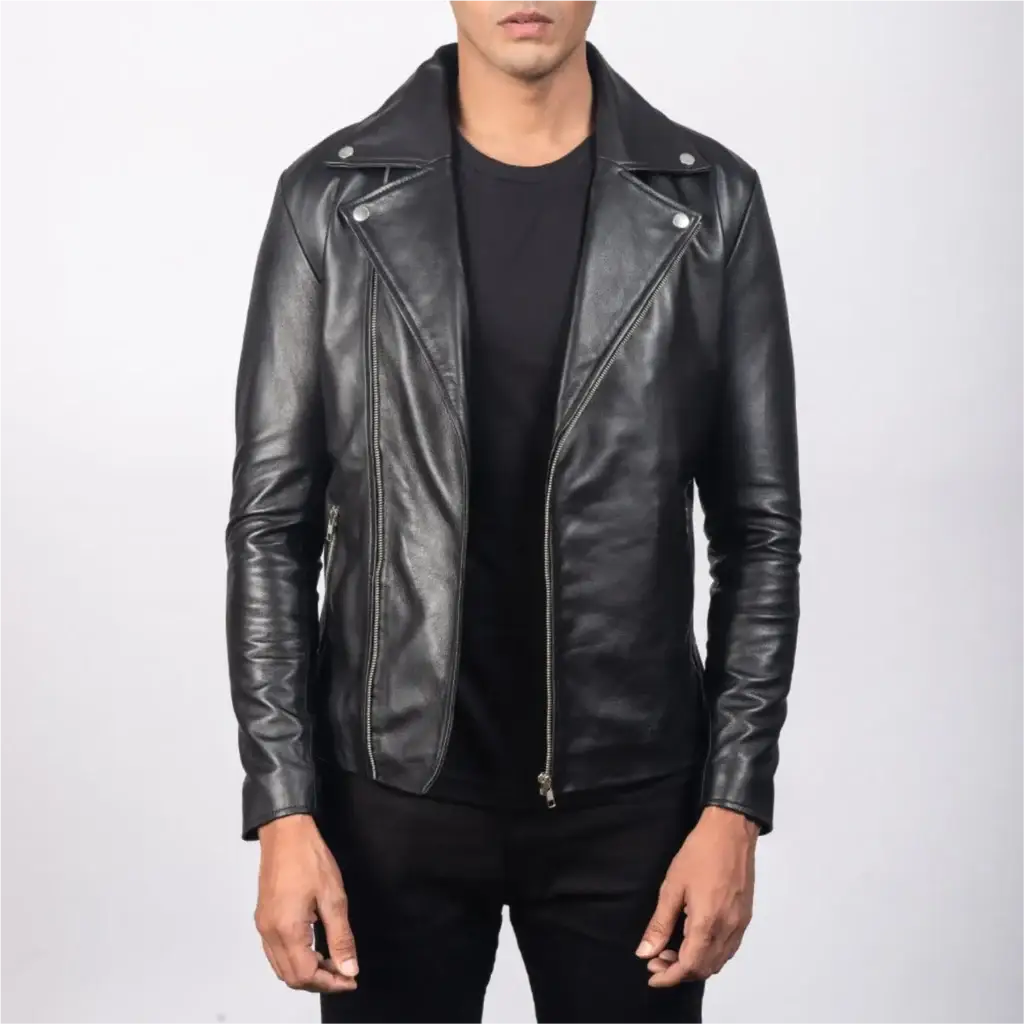 Classic Black Leather Biker Jacket