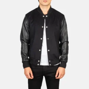 Black Hybrid Varsity Jacket