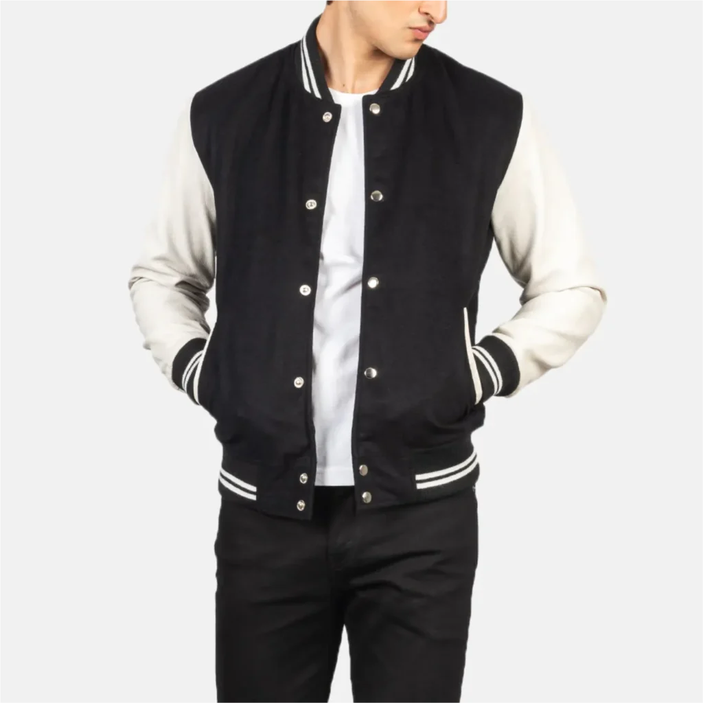 Black & White Hybrid Varsity Jacket