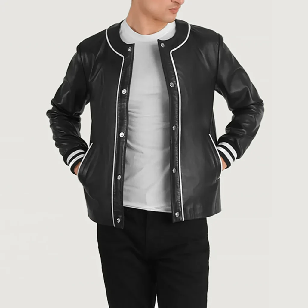 Black Leather Varsity Jacket